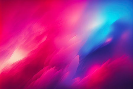 Abstract fluid color background. Layered paint swirls and twists. Blue and viva magenta wallpaper. Generative AI.の素材