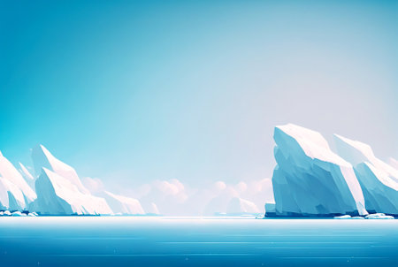 Iceberg in a ocean. White ice huge lump in water. Antarctic landscape. Generative AI.の素材