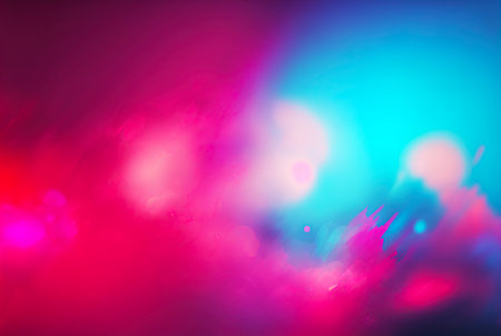 Abstract fluid color background. Layered paint swirls and twists. Blue and viva magenta wallpaper. Generative AI.の素材