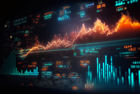 Big data graph. Intricate data representation. Futuristic HUD information screen. Generative AI.の素材