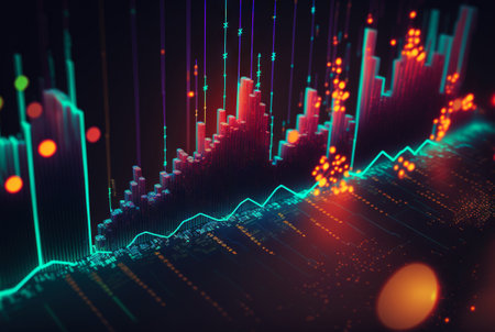Big data graph. Intricate data representation. Futuristic HUD information screen. Generative AI.の素材
