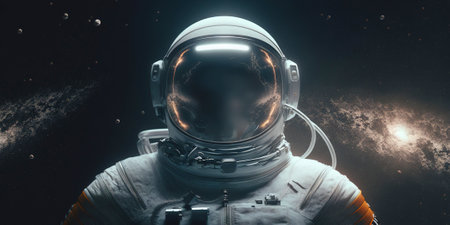 Portrait of astronaut floating in space. Generative AI.の素材