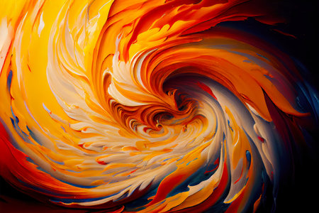 Abstract acrylic paint strokes on canvas. Colorful background. Generative AI.の素材