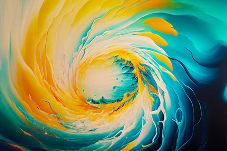 Abstract acrylic paint strokes on canvas. Colorful background. Generative AI.の素材