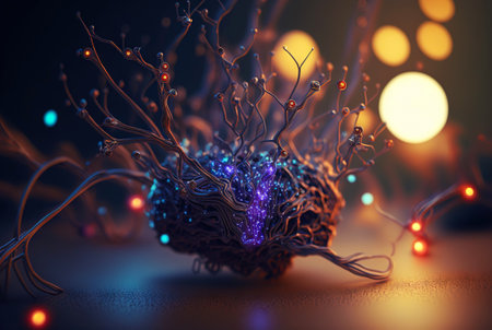 Synthetic life. Biomechanical advanced technology AI organism. Generative AI.の素材
