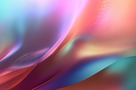 Holographic iridescent surface, wrinkled foil. Hologram background. Generative AI.の素材