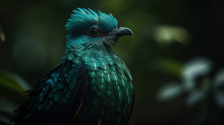Female Quetzal bird with forest background. Generative AI.の素材