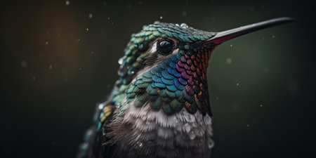 Broad-Billed Hummingbird close up. Generative AI.の素材