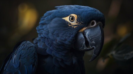 Hyacinth Macaw portrait in the nature. Generative AI.の素材