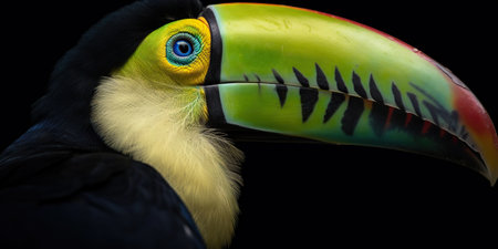 Keel-billed Toucan portrait in nature. Generative AI.の素材
