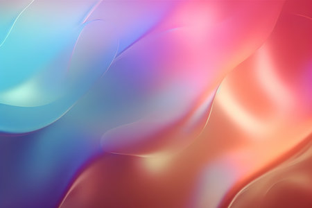 Holographic iridescent surface, wrinkled foil. Hologram background. Generative AI.の素材