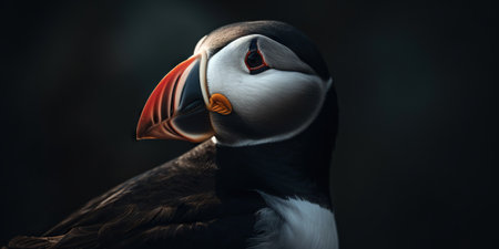 Atlantic puffin bird closeup. Generative AI.の素材