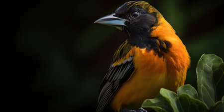 Northern Oriole bird with forest background. Generative AI.の素材