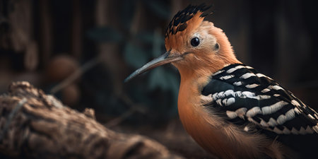 Hoopoe bird close up with forest background. Generative AI.の素材