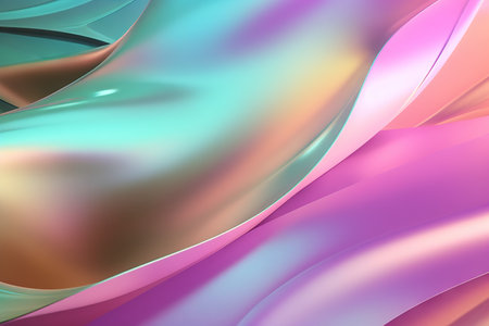 Holographic iridescent surface, wrinkled foil. Hologram background. Generative AI.の素材