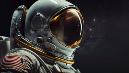 Portrait of astronaut floating in space. Generative AIの素材