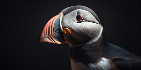 Atlantic puffin bird closeup. Generative AI.の素材