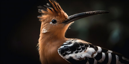 Hoopoe bird close up with forest background. Generative AI.の素材