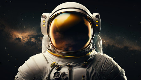 Portrait of astronaut floating in space. Generative AIの素材