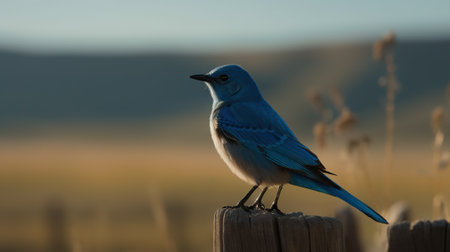 Mountain Bluebirdon a blurry background. Generative AI.の素材
