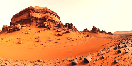 Desert Mars landscapes with sand and rocks. Generative AI.の素材