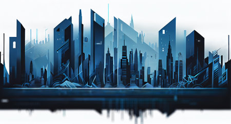 Abstract modern cityscape minimalistic illustration. Generative AI.の素材