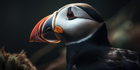 Atlantic puffin bird closeup. Generative AI.の素材
