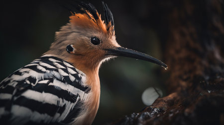 Hoopoe bird close up with forest background. Generative AI.の素材