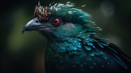 Female Quetzal bird with forest background. Generative AI.の素材