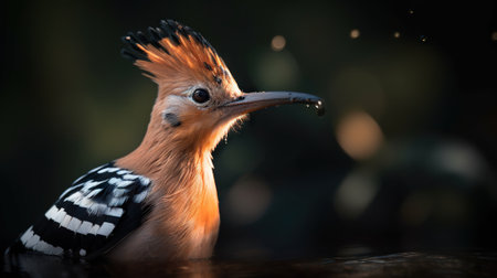 Hoopoe bird close up with forest background. Generative AI.の素材
