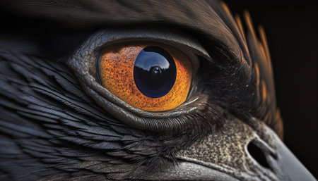 Closeup of crow eye. Macro of bird eye. Generative AI.の素材