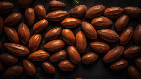 Dried Kola Nuts background. Food backdrop. Generative AI.の素材