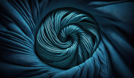Blue fabric cloth texture for background, crumpled cotton. Generative AI.の素材