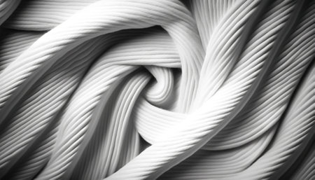 White fabric cloth texture for background, crumpled cotton. Generative AI.の素材