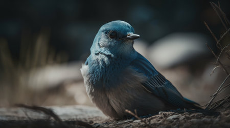 Mountain Bluebirdon a blurry background. Generative AI.の素材