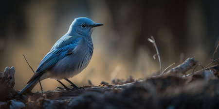 Mountain Bluebirdon a blurry background. Generative AI.の素材