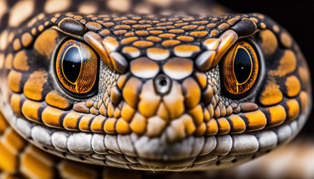 Closeup of snake eye. Macro of reptile eye. Generative AI.の素材