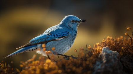 Mountain Bluebirdon a blurry background. Generative AI.の素材