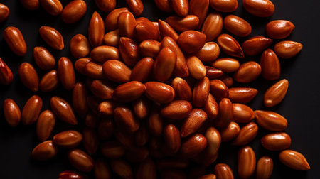 Pile of pine nuts background. Food backdrop. Generative AI.の素材