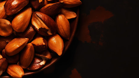 Pili nuts group background. Food backdrop. Generative AI.の素材