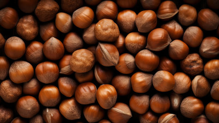 Large group og Hazelnuts. Food background. Generative AI.の素材