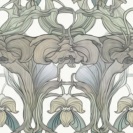 Orchid flower seamless pattern. Floral seamless background. Generative AI.の素材