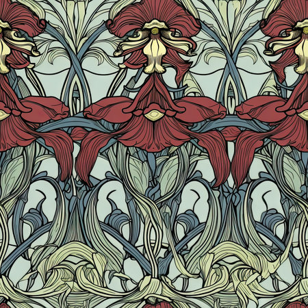 Orchid flower seamless pattern. Floral seamless background. Generative AI.の素材