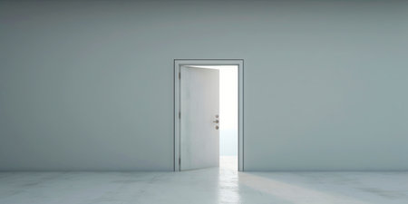 Minimalistic exterior with a door. Simple abstract urban concept. Generative AI.の素材
