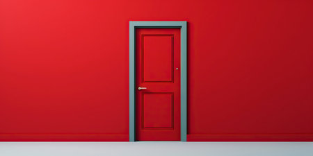 Minimalistic exterior with a door. Simple abstract urban concept. Generative AI.の素材