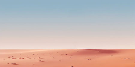A minimalist sand dunes in the desert. Calm and tranquil landscape. Generative AI.の素材