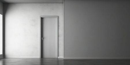 Minimalistic exterior with a door. Simple abstract urban concept. Generative AI.の素材