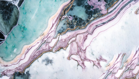 Colorful intricate marble with golden veins background. Stone background. Generative AI.の素材