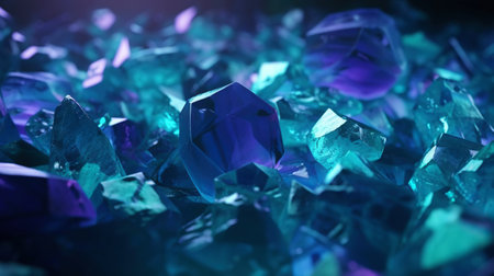 Amazing bright and shiny Fluorite crystal cluster background. Jewel mineral detailed macro. Generative AI.の素材