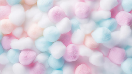 Colorful cotton candy in soft pastel color background. Generative AI.の素材